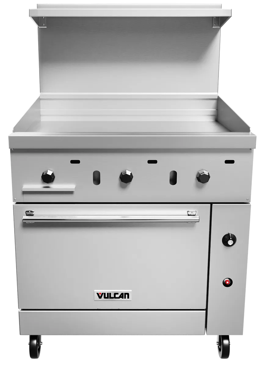 36 Commercial Stainless Steel Gas Range, 36 Griddle with Standard Oven