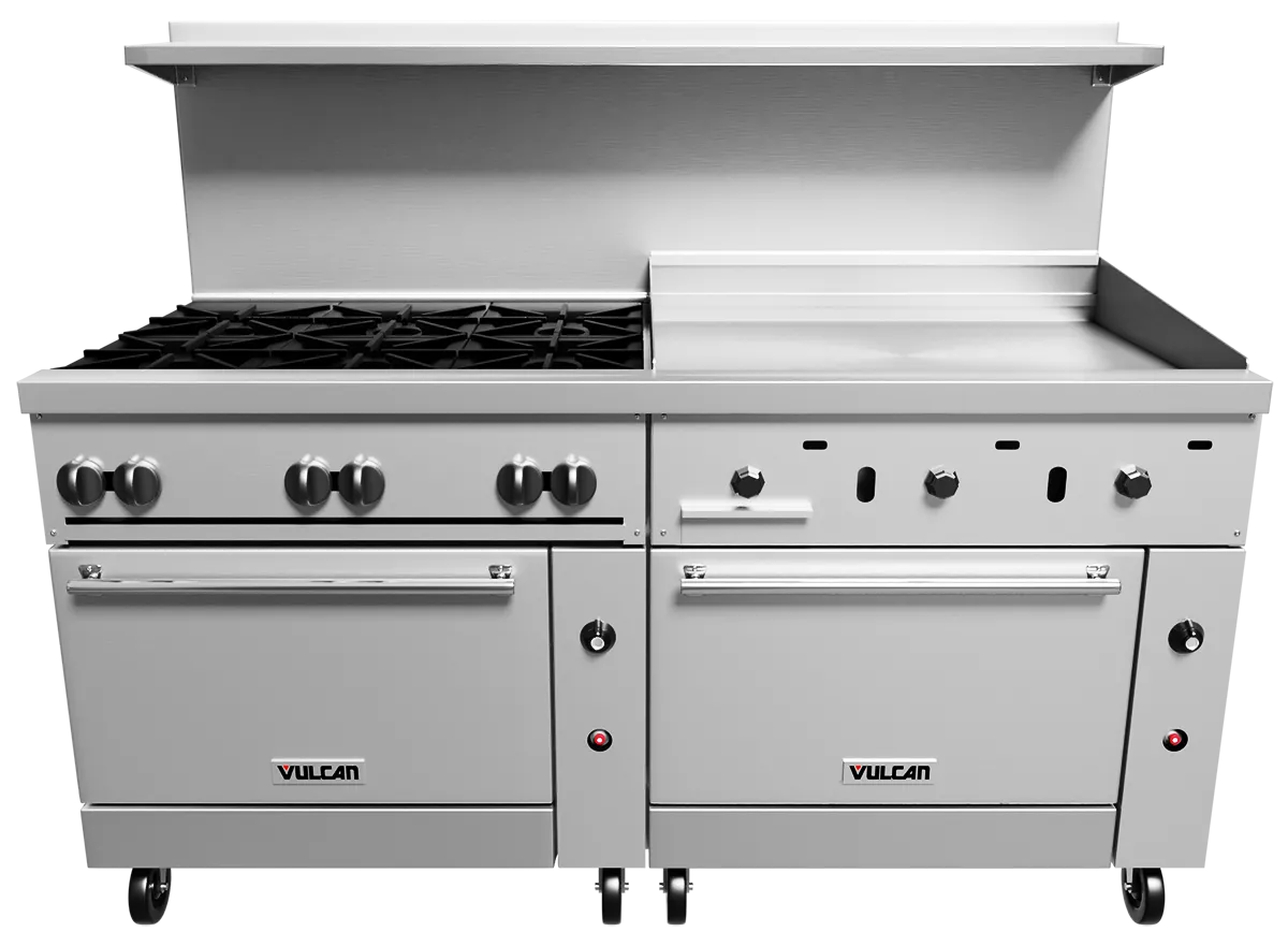 2 Burner Range, 24” Griddle Left Side, (1) Oven, Natural Gas