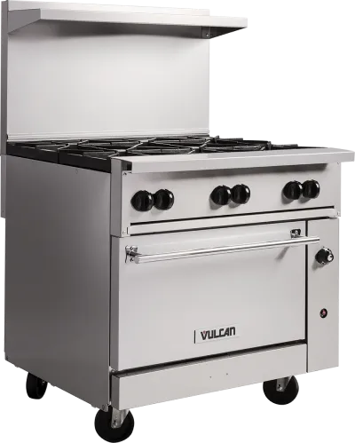 VULCAN HDUTY NAT. GAS 2 BURNERS STOVE WITH OVEN AND 36W x24D GRIDDLE  COMBO