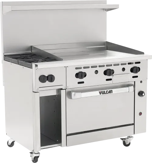 2 Burner Range, 24” Griddle Left Side, (1) Oven, Natural Gas